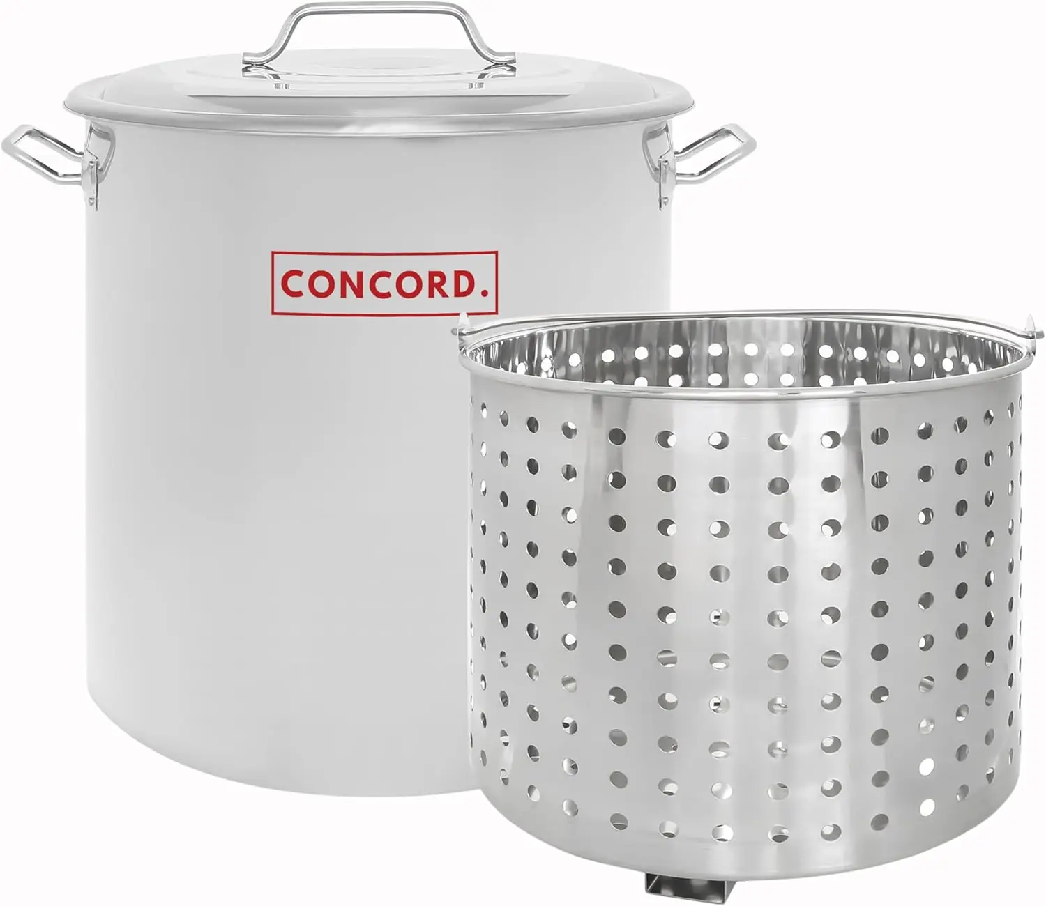 

Stainless Steel Stock Pot w/Steamer Basket. Cookware great for boiling and steaming (100 Quart)