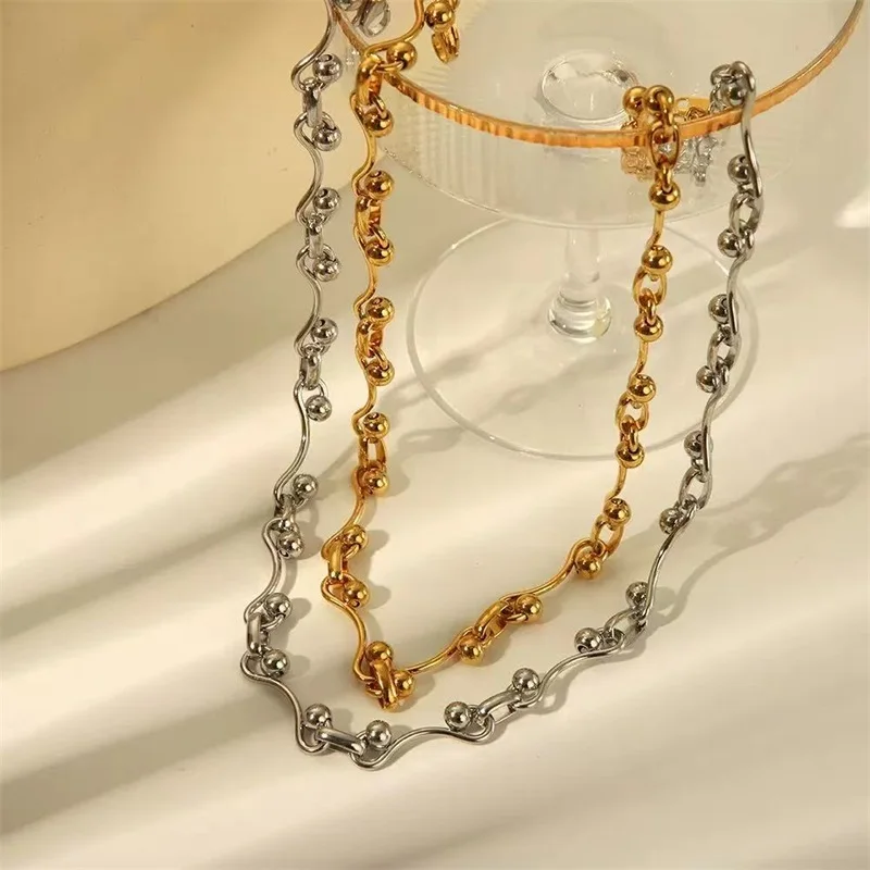 EILIECK 316L Edelstahl Hochwertige Runde Perlenkette Handgefertigtes Halsketten-Armband-Set Wasserfester Statement-Schmuck – Detail 13