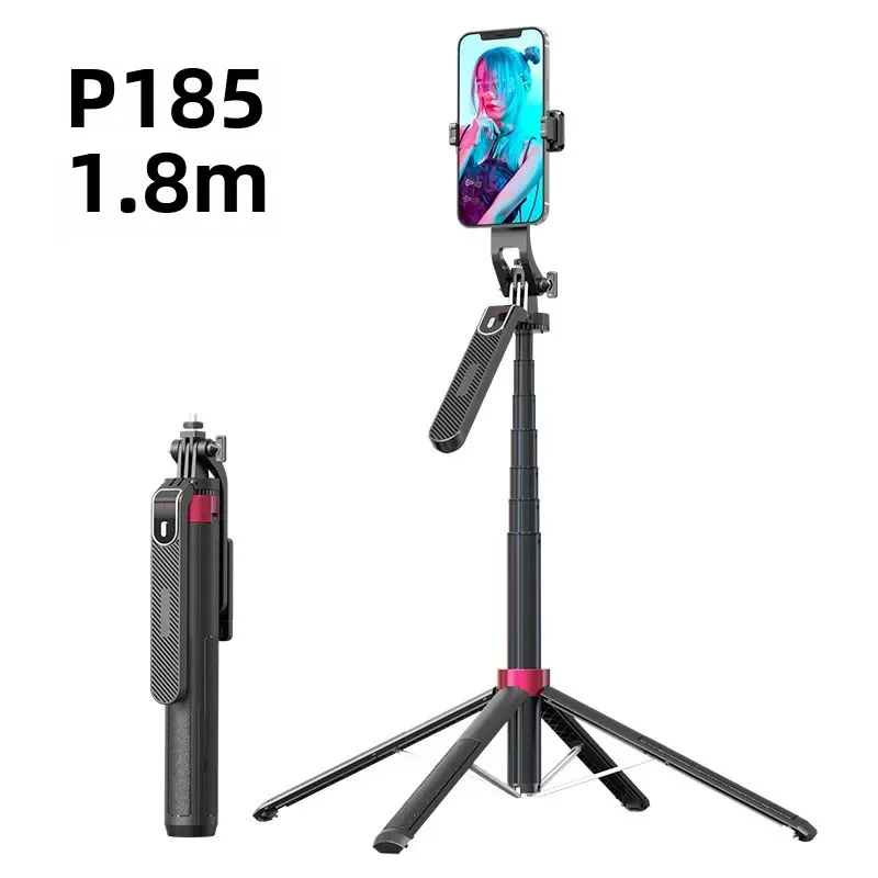 

New P185 Aluminum Alloy Quad Bluetooth Selfie Stick Universal Mobile Phone Live Floor Bracket Handheld Stabilizer