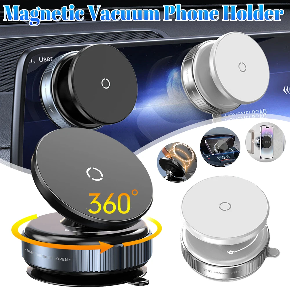 

Car Mount Vacuum Magnetic Holder 360° Rotatable Foldable Strong Suction Stand Universal For Cell Phone Live Streaming Gym Mirror