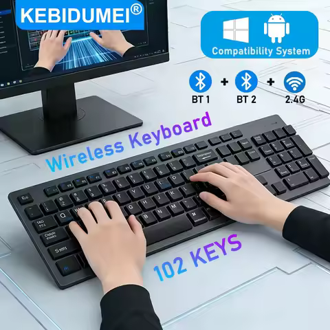2.4G Wireless Keyboard 102 Keys Dual Bluetooth Keyboard For MacBook iPad USB C Rechargeable Keyboard Computer Accessories For PC