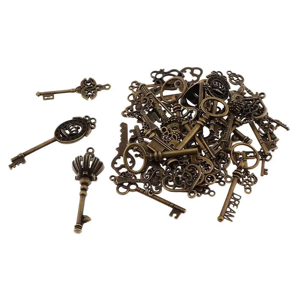 in Bulk Assorted Charm Set Antique Keys Alloy Pendants for Jewelry Making and Party Supplies