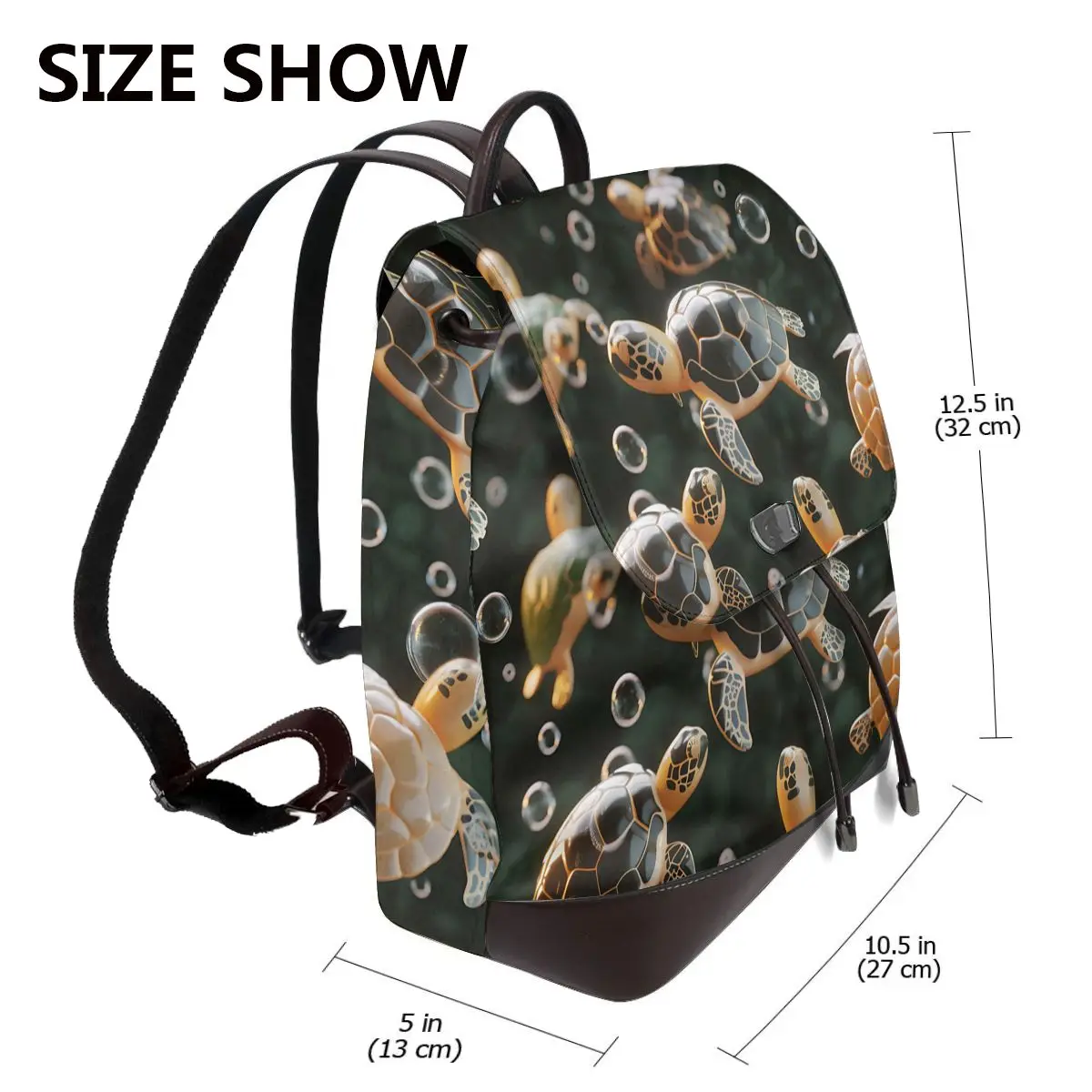 السلاحف البحرية في فقاعات أنماط ثلاثية الأبعاد حقيبة ظهر نسائية جديدة ساخنة مصممة من الجلد عالي الجودة وبسيط حقيبة ظهر ذات سعة كبيرة