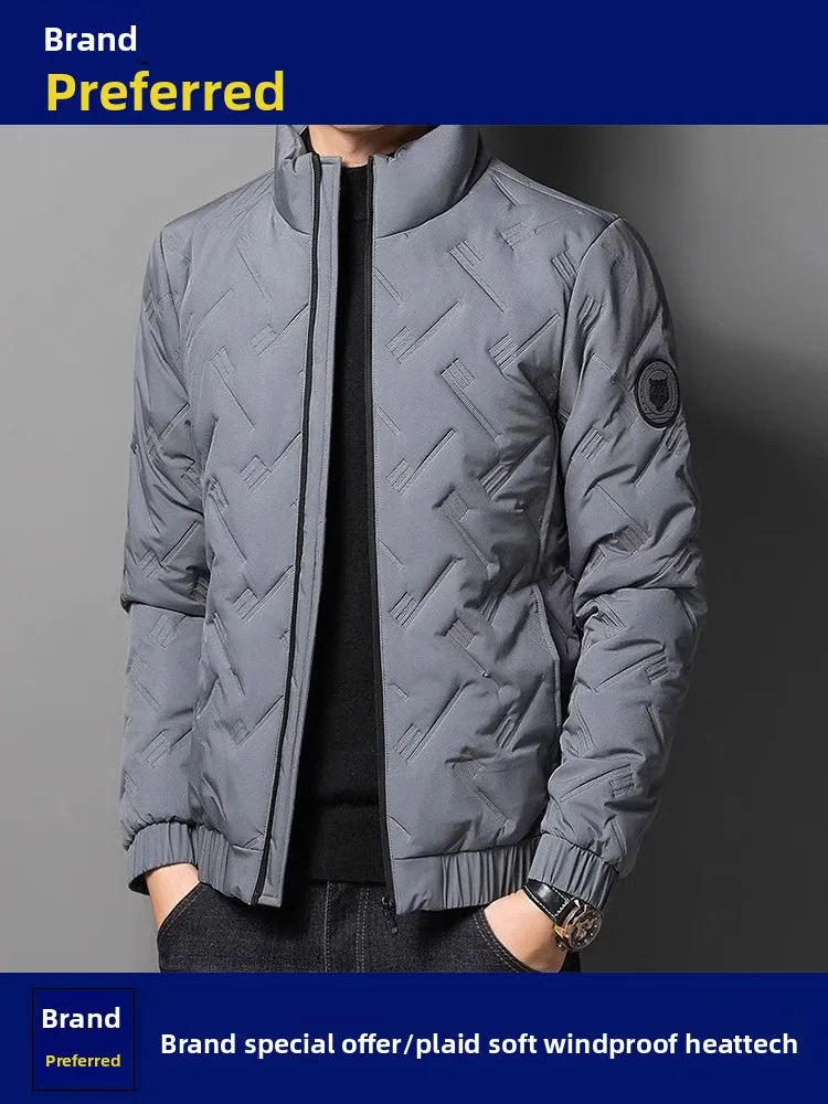 

Lightweight Cotton Men's Jacket Autumn Winter Style Business Casual Collar Windproof Warmth No Hat Cotton Coat Polyester Fiber