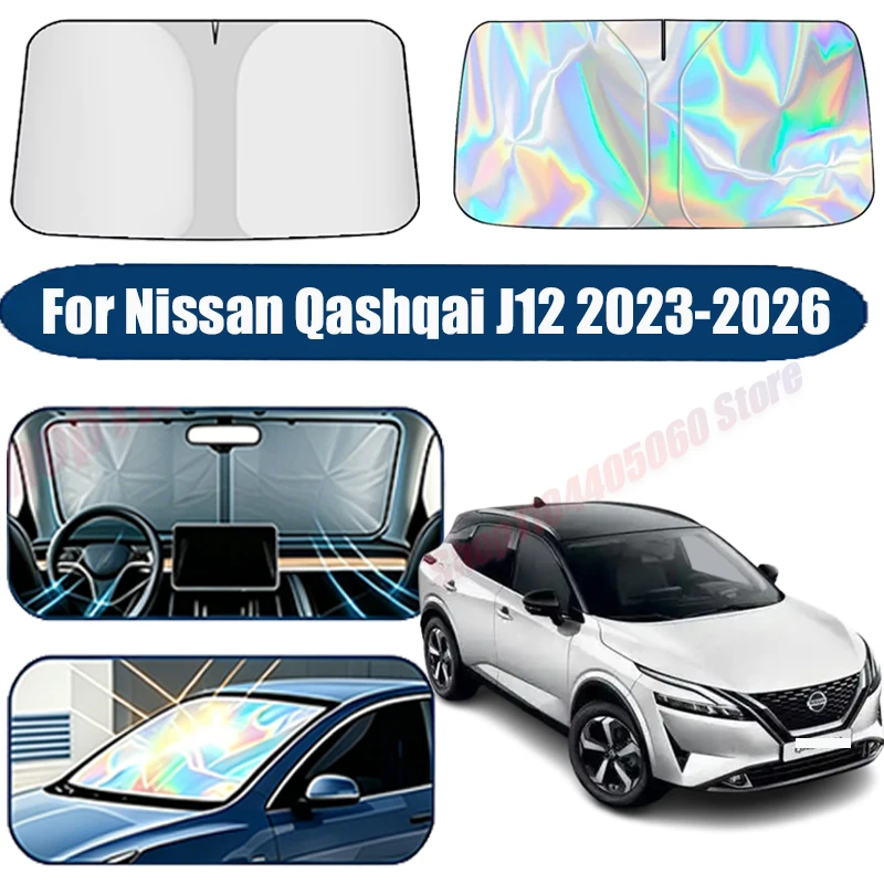 

For Nissan Qashqai J12 2023-2026 2024 2025 MK3 Car Sun Visor Auto Front Windshield Sunshade Heat Insulation Summer Accessories