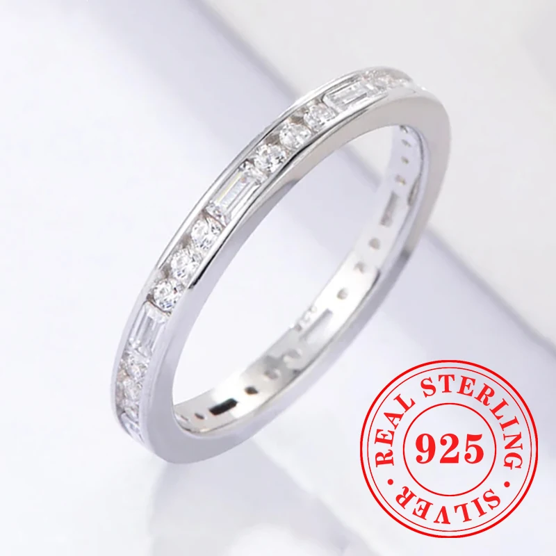 CAOSHI Exquisite Contracted Design Ring 925 Sterling Silver Flashing Shiny CZ Finger Accessory Engagement Statement Lady Jewelry