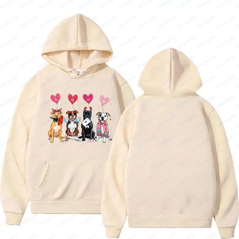 

Valentine Dog Shirt Pitbull Mom Sweatshirt Gift Hoodie Top Women's Long Sleeve Clothing Hoodies Comfortable Pullover