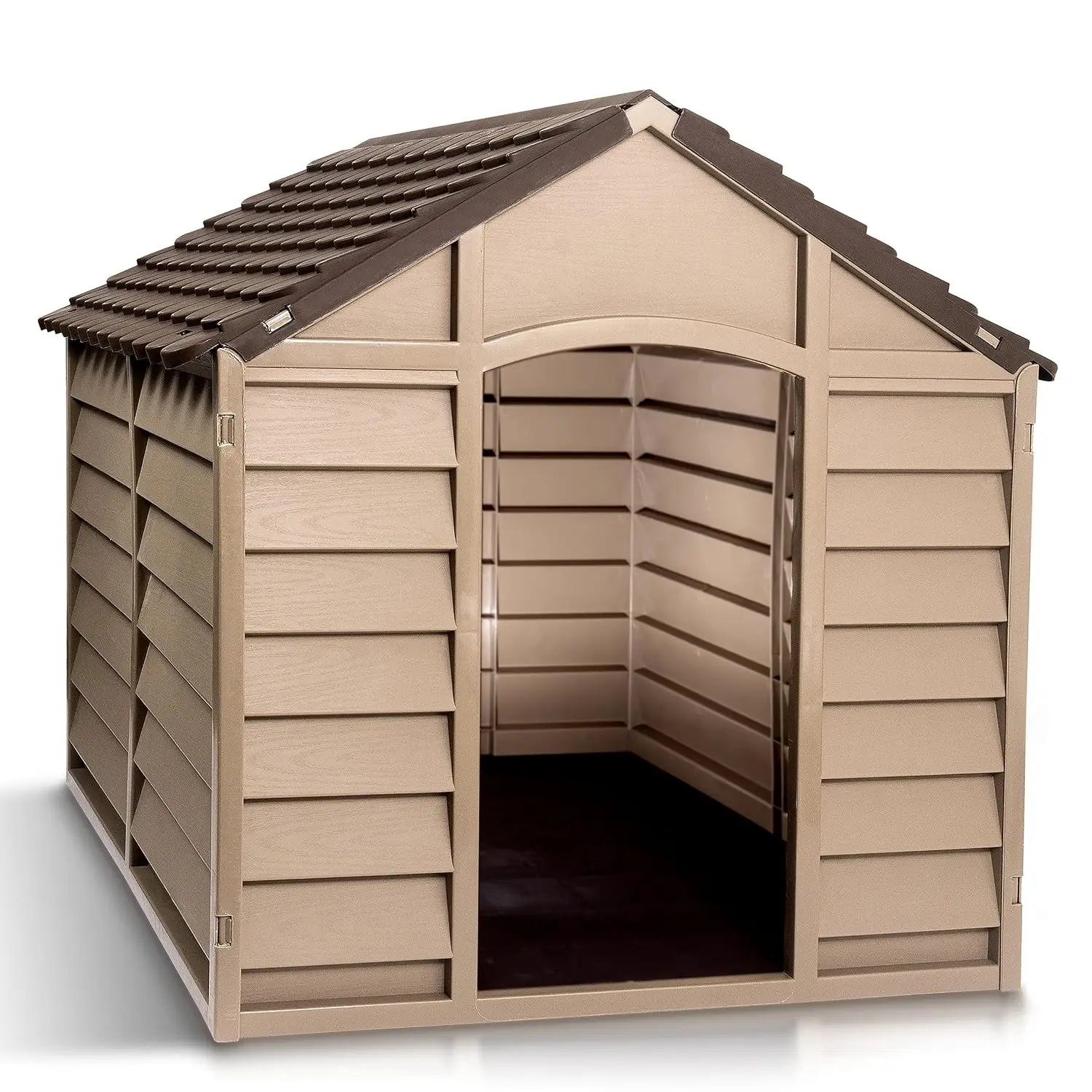 Large Plastic Dog Kennel Outdoor Pet House Weather & Water Resistant Easy Assemble 33.8"x33.1"x32.3" 2 Colors, Customized