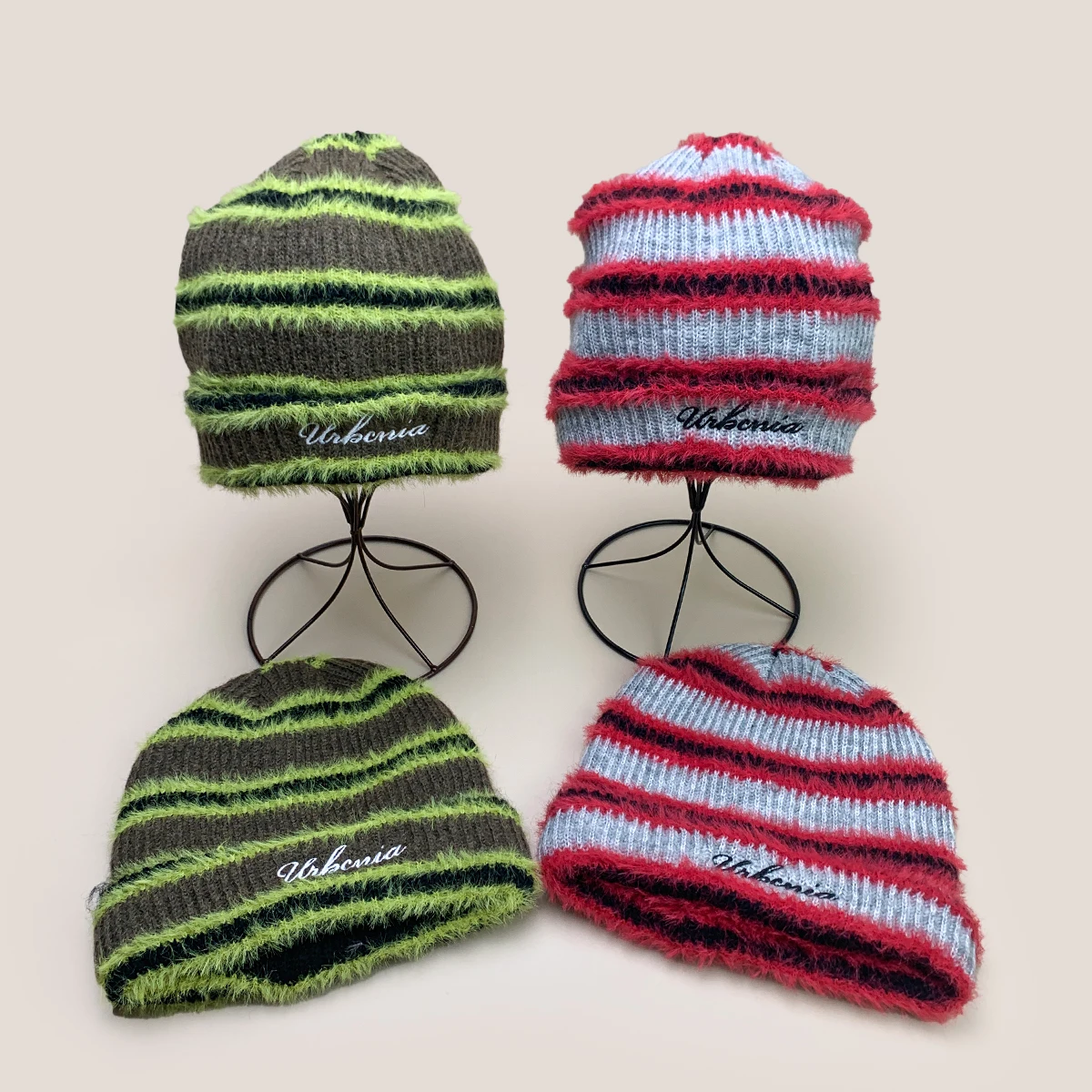 

Stripes Embroidered Letters Knitted Hats New Men Women Korean Warm Color Block Fashion Casual Versatile Elasticity ins Beanies