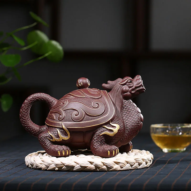 

★★Dragon Turtle Pot Wholesale Purple Clay Pot Purple Clay Handmade Teapot Rain Medium Sand One Piece Dropshipping Goods
