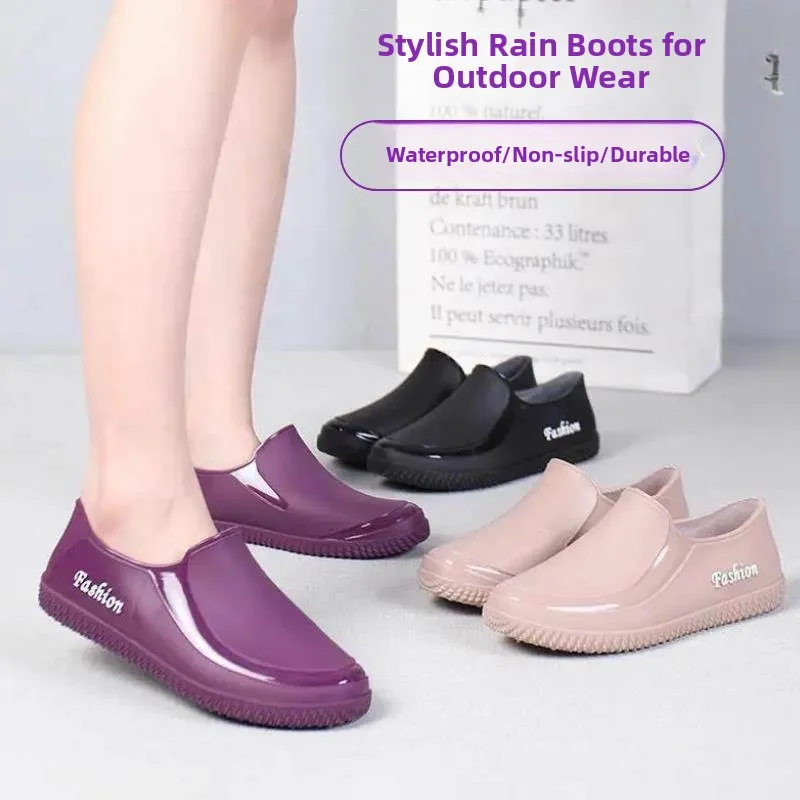 

Fashionable Summer Anti-Slip Waterproof Rain Boots Women's Special Soft Bottom Work Shoes Kitchen Duty Water Shoes Rubber