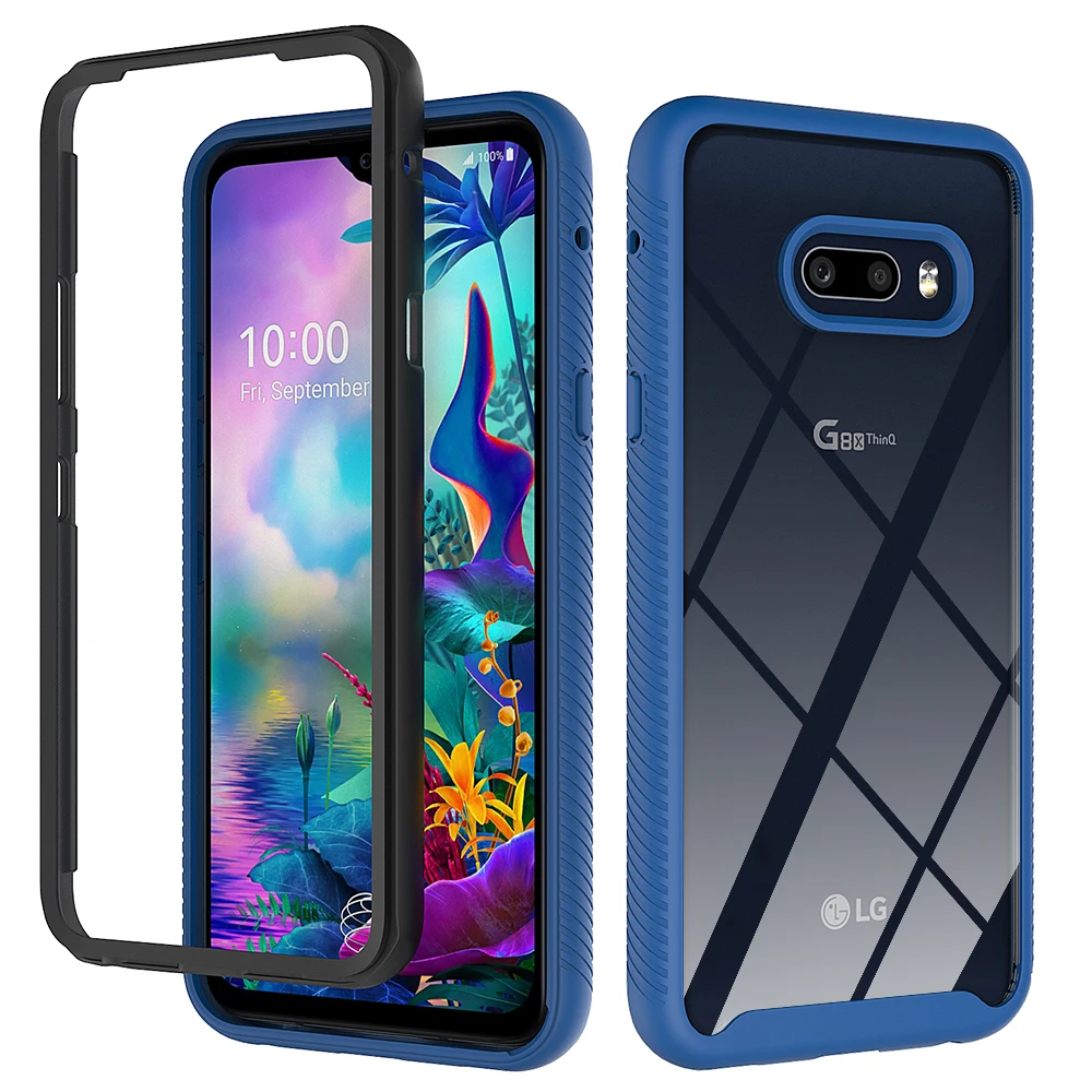 Hybrid Rugged Armor Shockproof Phone Case For LG G8X V50S ThinQ 6.4 inches Soft TPU Frame Hard Plastic Transparent Back Cover