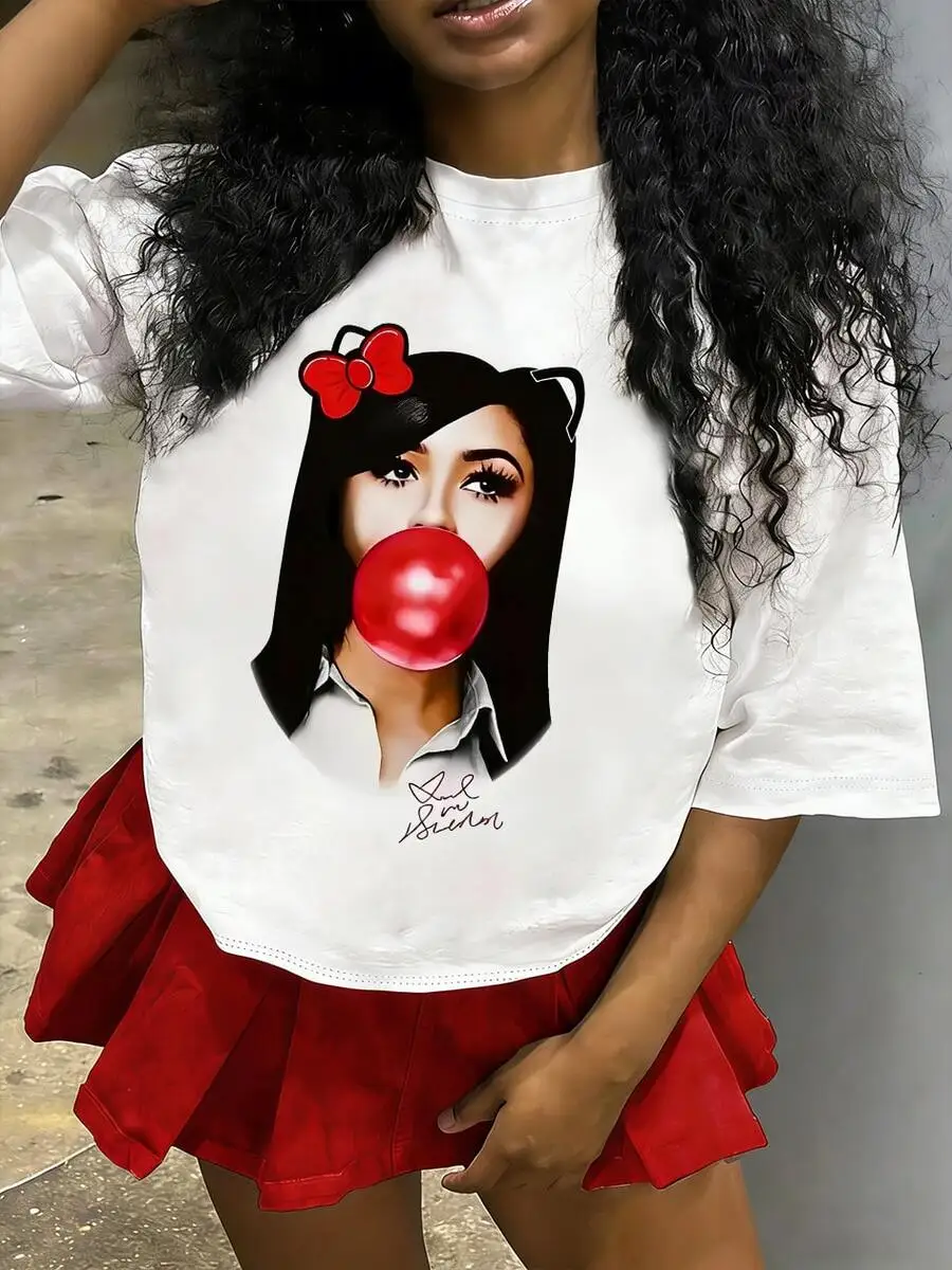 Tween Girl Cotten Clothes,Y2K-Inspired Letter Print T-Shir-Perfect For Spring/Summer/Fall,Fashion, Streetwear, Unisex, Men, Wome