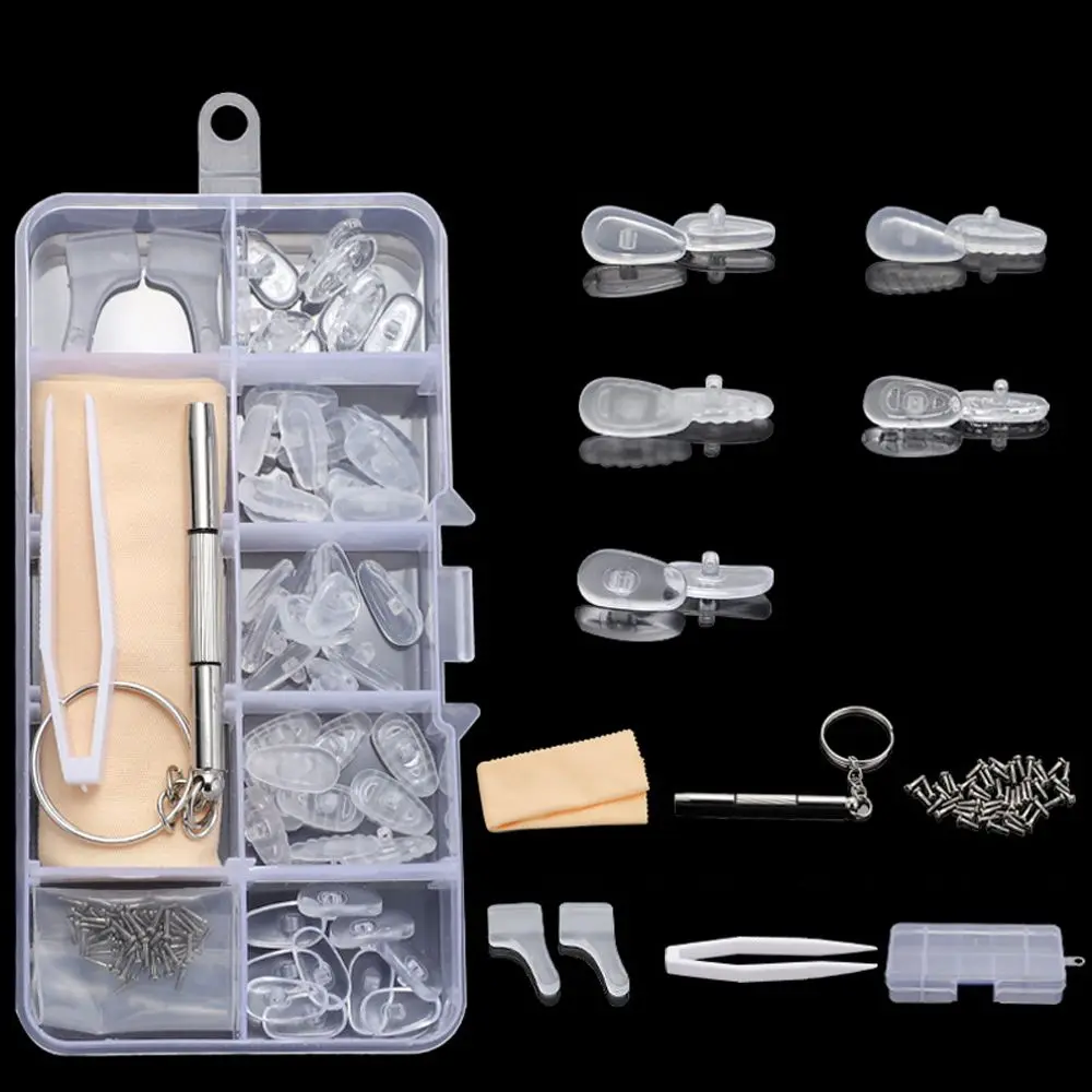 

Chanmber with Screwdriver Metal Tweezers Ear Hooks Glasses Screws Glasses Repair Kit Sunglass Repair Tool Eyeglass Nose Pads