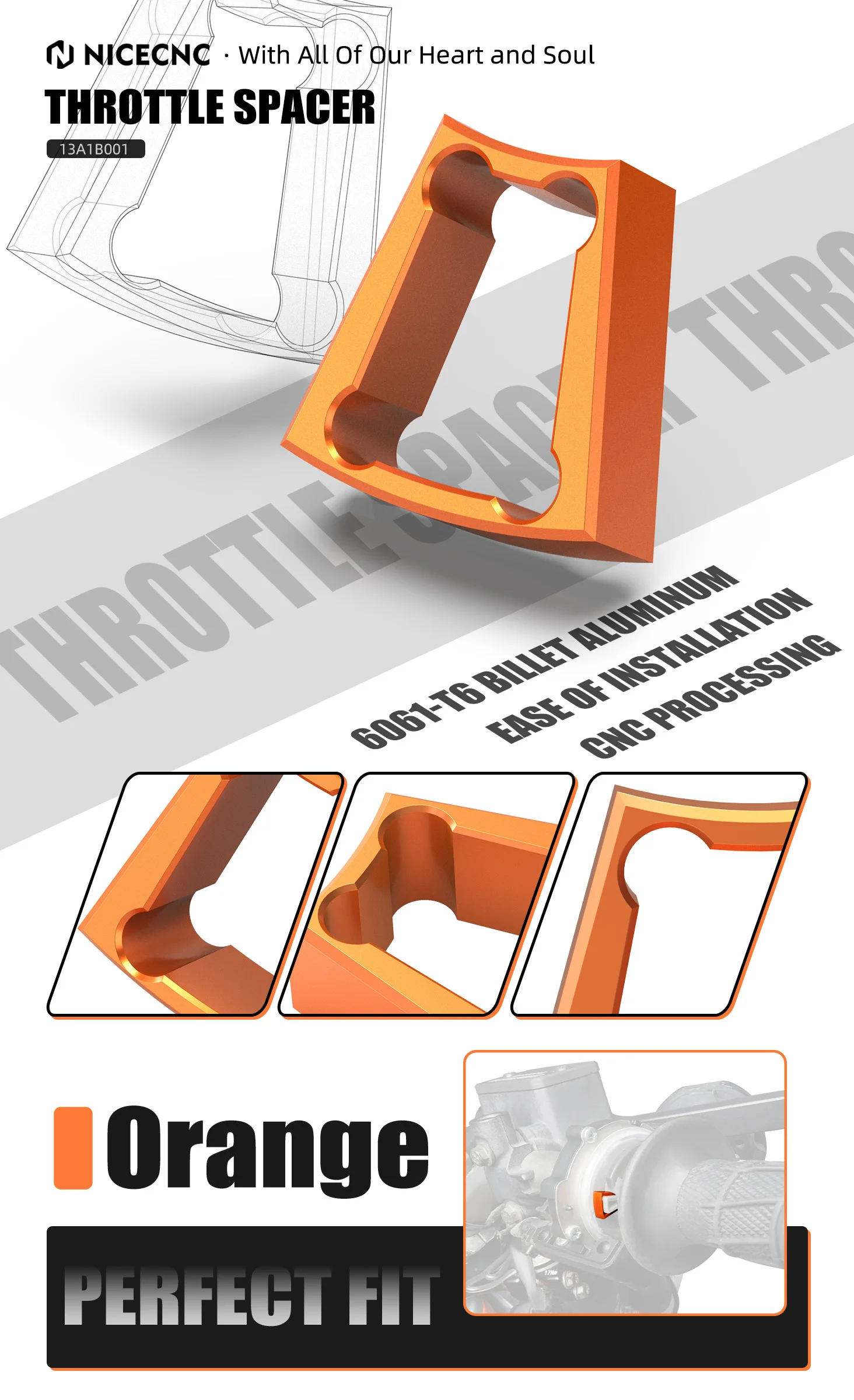 NICECNC Für KTM 690 Duke Enduro R SMCR 2014–2024, Gas-Distanz-Set für KTM 1290 Super Duke R 1190 Adventure 2014–2016 – Detail 1