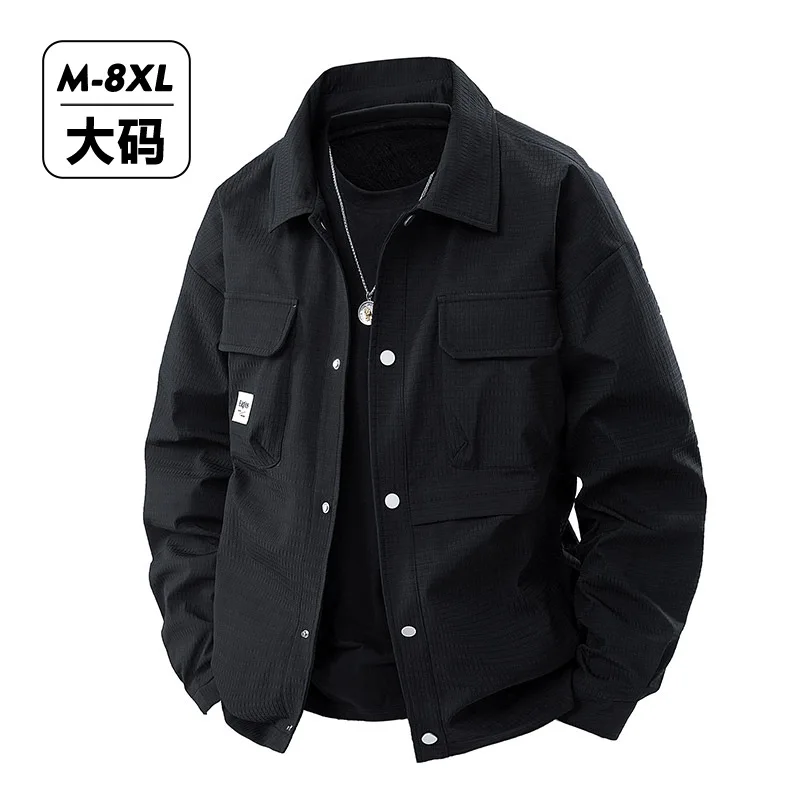 

Куртка-рубашка большого размера с лацканами, мужская толстая повседневная куртка, свободное пальто на весну и осень, мужская куртка Tide