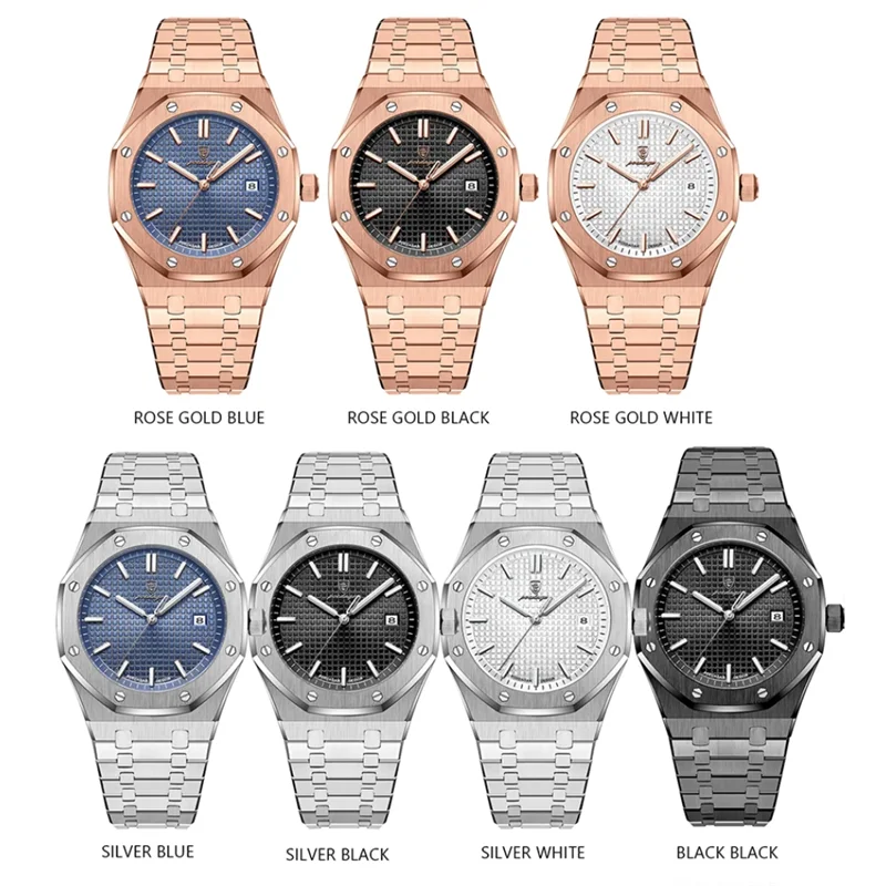 POEDAGAR ساعة رجالية فاخرة مقاومة للماء مضيئة تاريخ الرجال ساعة الفولاذ المقاوم للصدأ ساعة رجالية رياضية موضة ساعات كوارتز رجالية