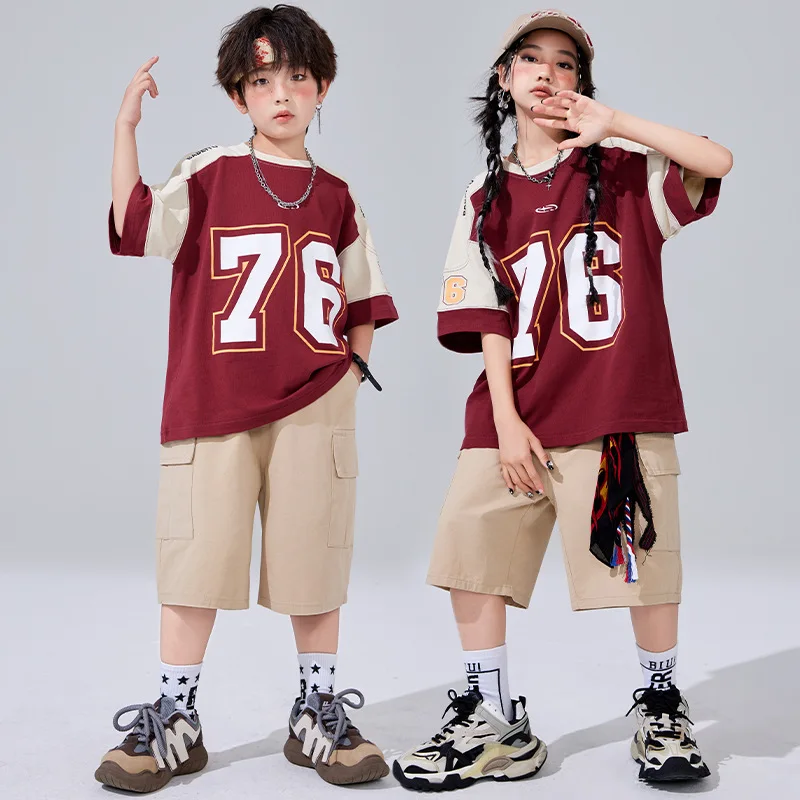 

New Hip Hop Girls Fashion T-shirt Shorts Boys Street Dance Outfits Children Streetwear Kids K-pop Costumes Jazz Clothes Sets