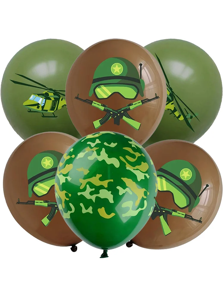 Ensemble de ballons de fête d'anniversaire, réservoir militaire, ballons en latex de Camouflage vert et marron de l'armée avec Design de réservoir, 15 pièces