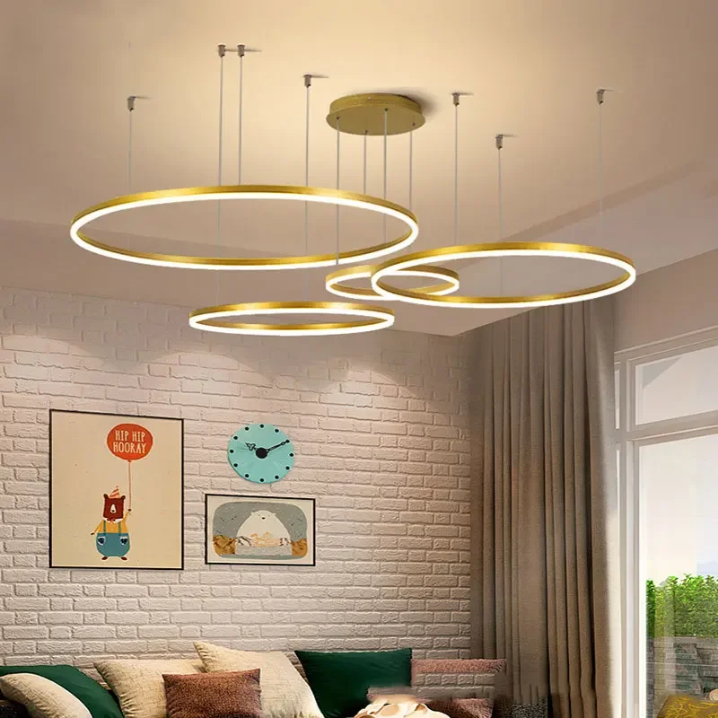 Circle Rings Led Chandeliers Pendant Light Living Dining Room Bedroom Hanging Lighting Home Decor Chandelier Light Fixtures