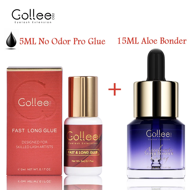 Gollee 0.8-1Ss Dry Lash Glue for Extension 6-7 weeks Retention Super Bonder Waterproof  Accelerator Bond Help Fast Dry Supplies