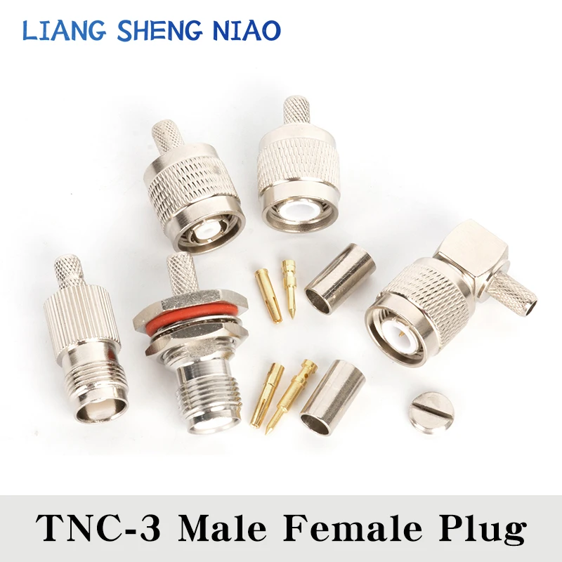 10pcs 50-3 series joint TNC-J-3 Male Female plug TNC Rf line joint TNC feeder joint TNC RG58 Coaxial cable plug TNC JOINT plug