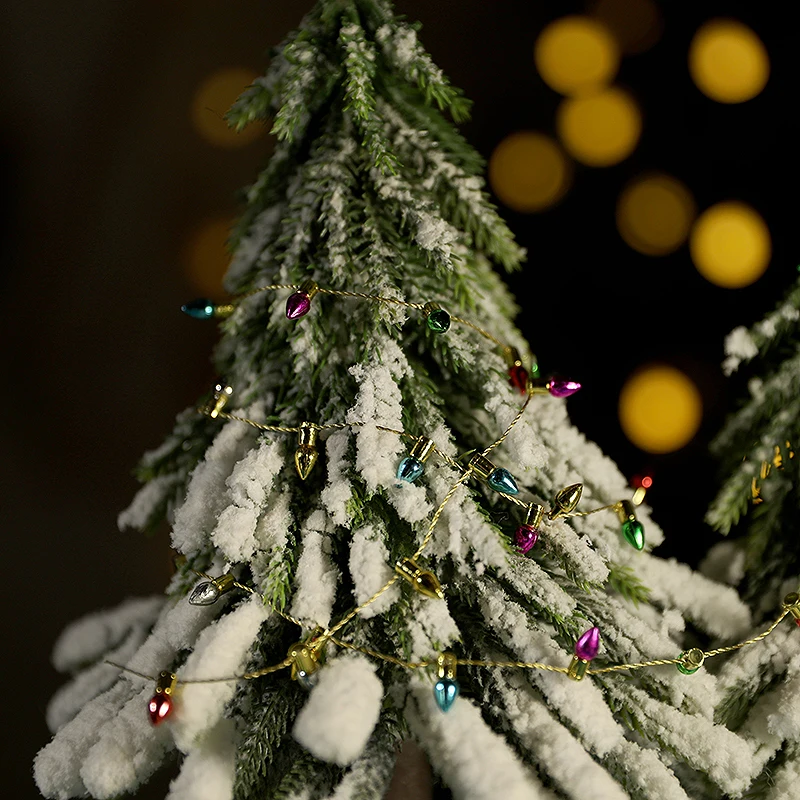 Guirnalda de bombillas pequeñas de Navidad de 5/10 metros, adorno colgante para árbol de Navidad, luces falsas coloridas, colgante de cadena, decoraciones DIY para el hogar de Año Nuevo