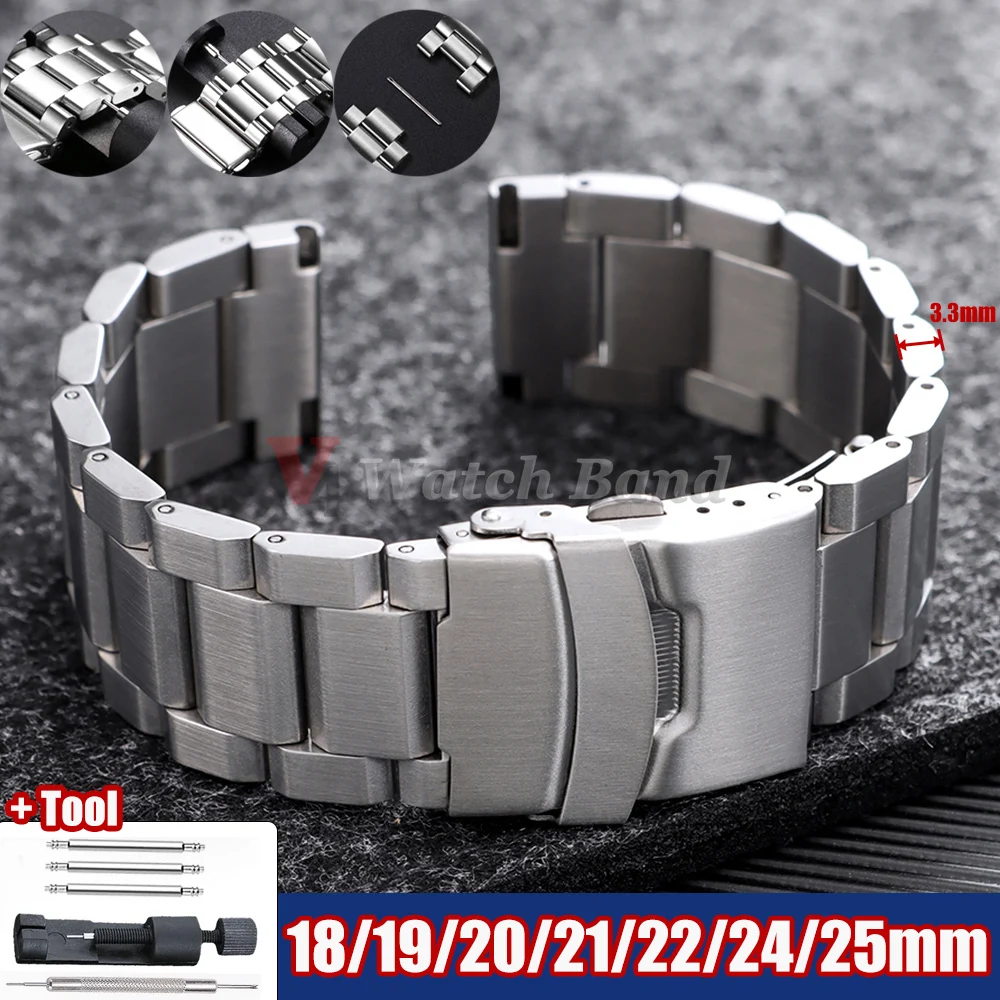 Luxuriöses Uhrenarmband aus massivem Edelstahl, universelles Armband für Seiko 18 mm, 19 mm, 20 mm, 21 mm, 22 mm, 24 mm, 25 mm, Gürtel, Uhrenzubehör