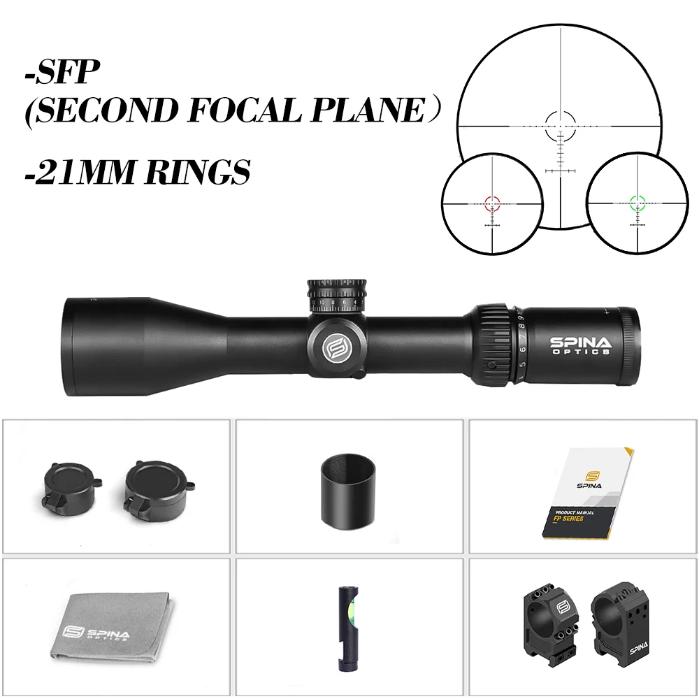 SPINA OPTICS HD 2-12X44 LPVO Tactical Hunting 3-150m Quick Focus Scope Sight