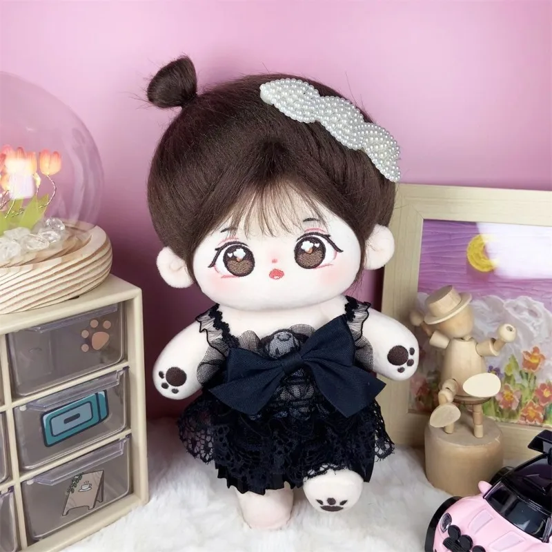 Baby clothes in stock 20cm black suspender dress cotton doll dress hair accessories humanoid doll replacement clothes