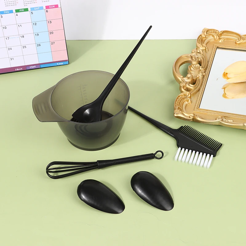 5Pcs ہیئر ڈائی برش باؤل سیٹ کے ساتھ ایئر کیپس مکسنگ راڈ ہیئر ٹنٹ ڈائینگ کلرنگ ایپلی کیٹر برش ہیئر ڈریسنگ اسٹائل لوازمات