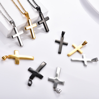 Classic Stainless Steel Cross Necklace Pendant for Women Men Religious Metal Christ Charm Chain Christian Faith Prayer Jewelry