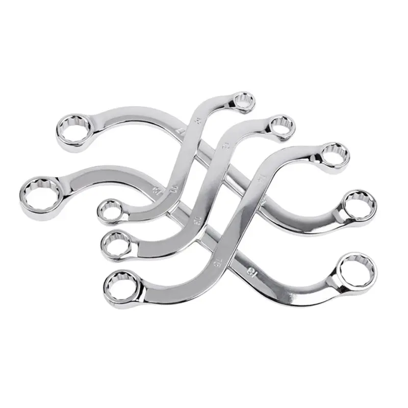 New Shown-5Pcs S Type Double Ended Allen Wrench 140-240MM Combination Ring Spanner Plum Plate Curved Machine Fastener Repair Too