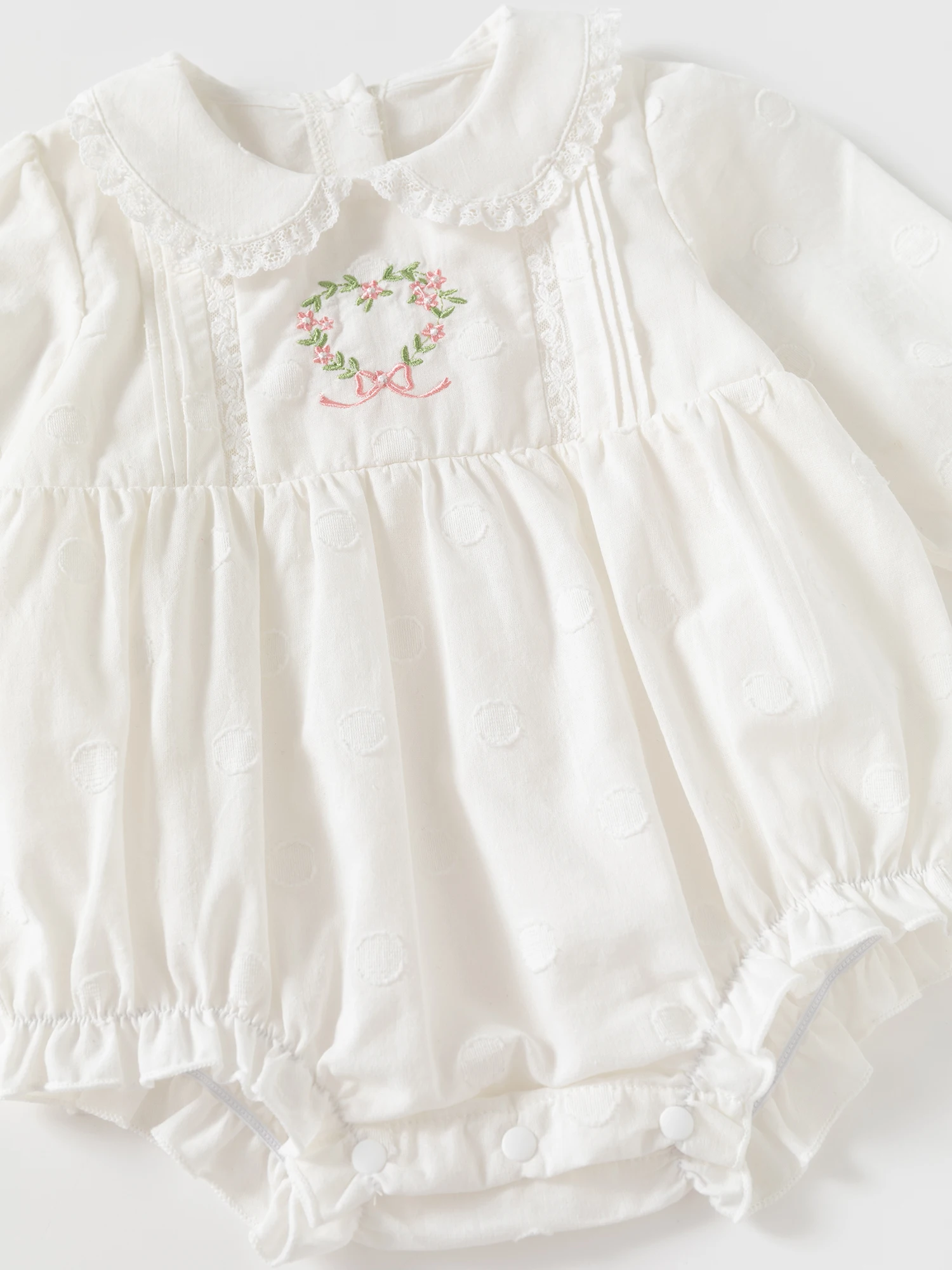 ملابس داخلية للفتيات الصغيرات بياقة بيتر بان مكشكشة ومطرزة بالزهور ملابس الأميرة للفتيات للخريف