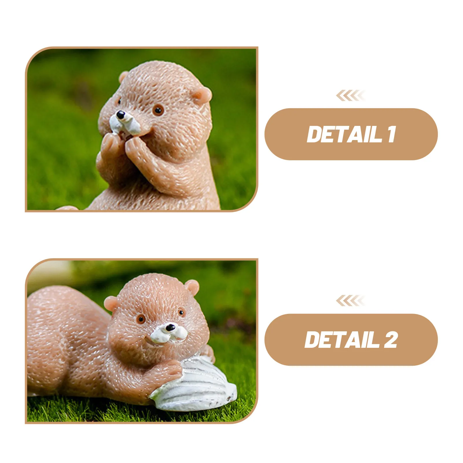 4Pcs Miniature Resin Sea Otters Mini Otter Animals Micro Landscape Accessories Small Terrarium Bonsai Plant Decoration Keychain