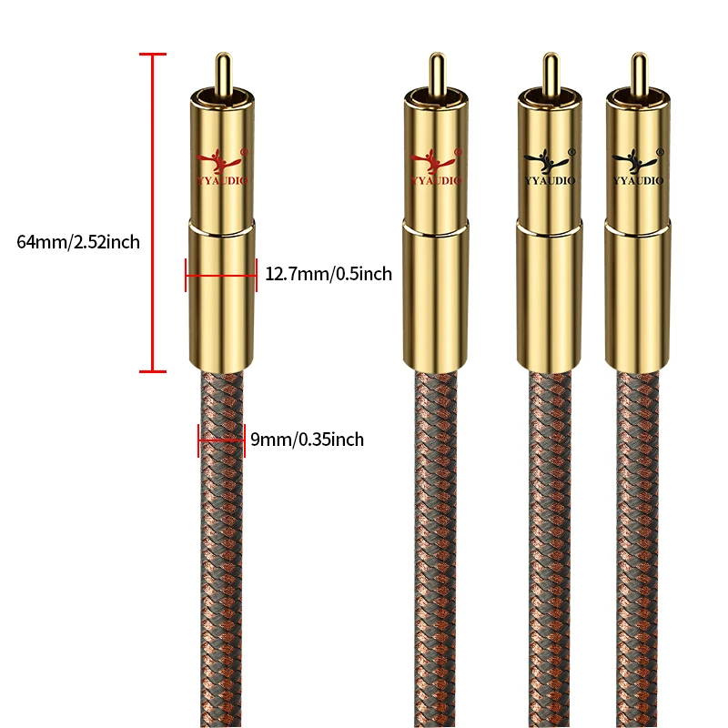 YYAUDIO 1 Pair RCA Audio Cable 2 RCA to 2RCA Interconnect Cables HlFl Stereo Male to Male for Amplifier DAC TV Car Audio