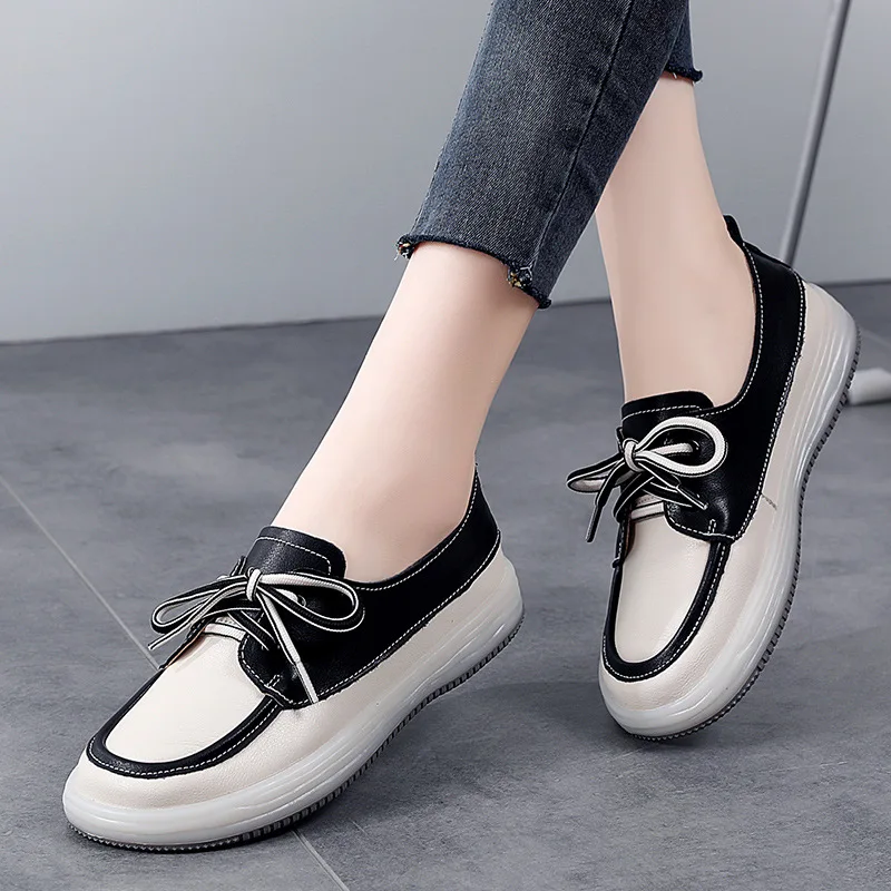 Spring Women Vulcanized Shoes Autumn Sports Loafers 2023 New Comfortable Walking Sneakers Ladies Soft Lace-Up Casual Flats