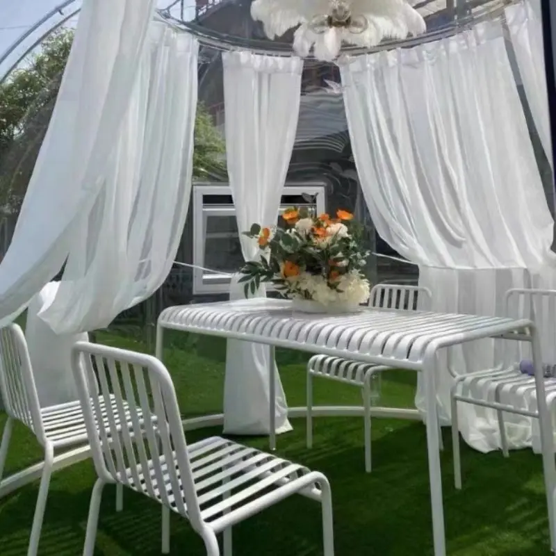

Quality Modern Minimalist Casual White Outdoor Leisure Table Chair Set for Milk Tea Shop Cafe Patio Garden Iron Furniture Set