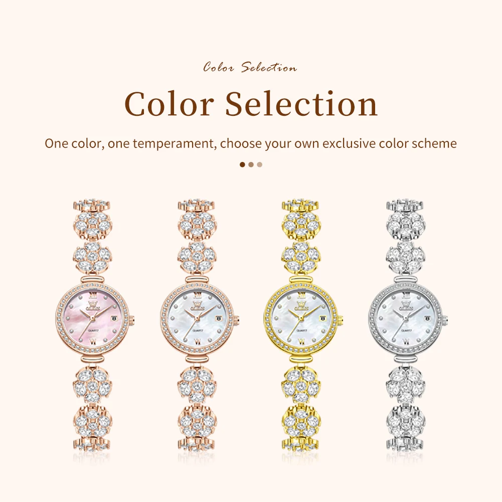OLEVS Watches New 5638 Woman Watches Luxury Quartz Watch Diamond Chain Ladies Watch Automatic Date Waterproof Watch Reloj Mujer