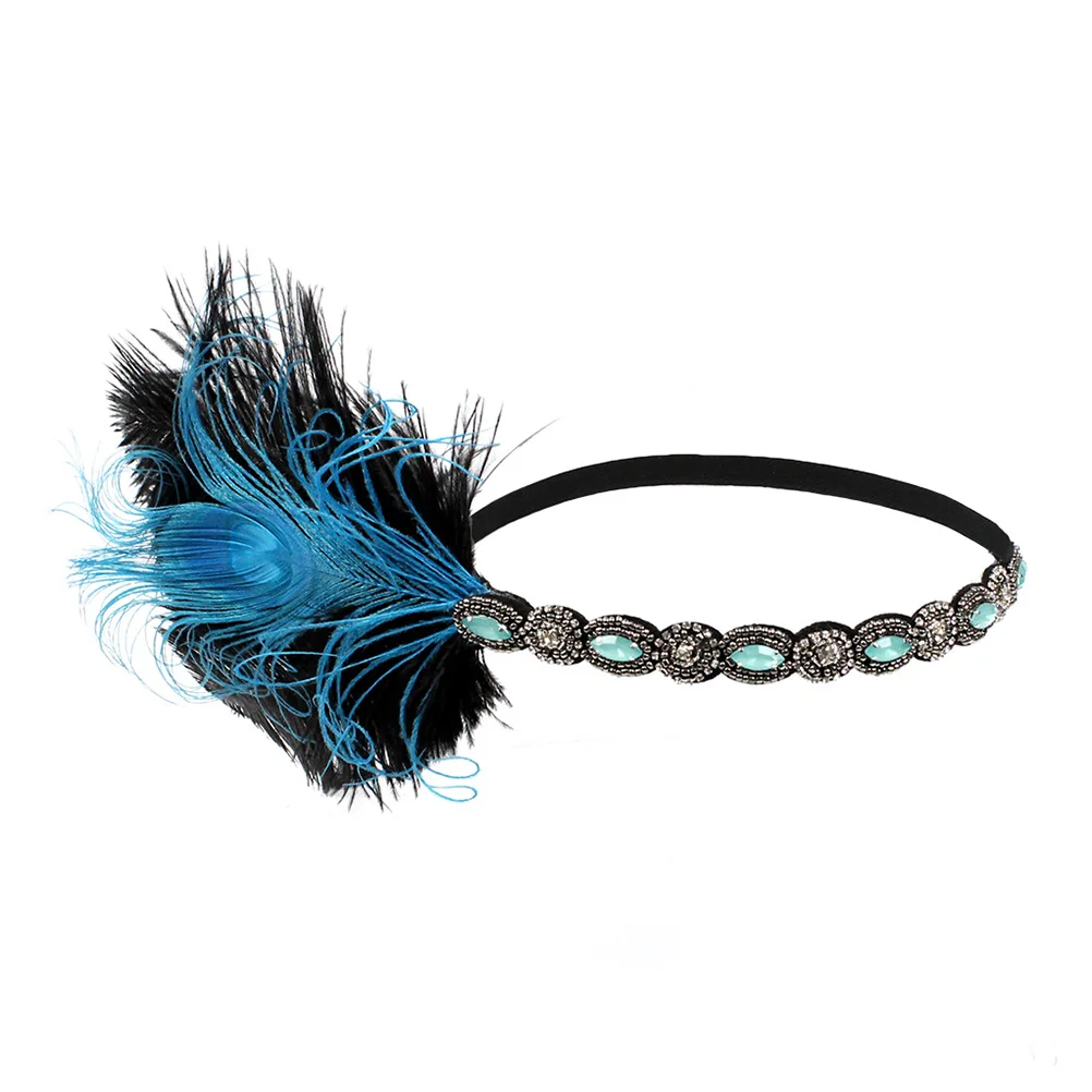 1920s Flapper Headband Accessories for Women Blue Wedding Hair Decoration Women's Headbands