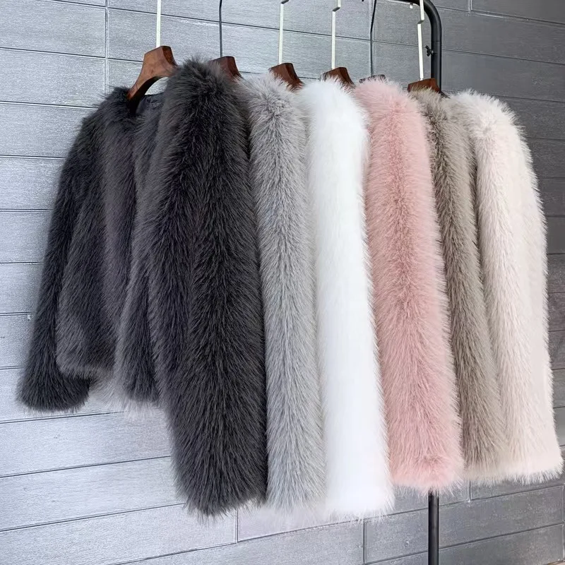 Plus Size Women's Faux Fur Toca Korean Solid Trendy Short Coat