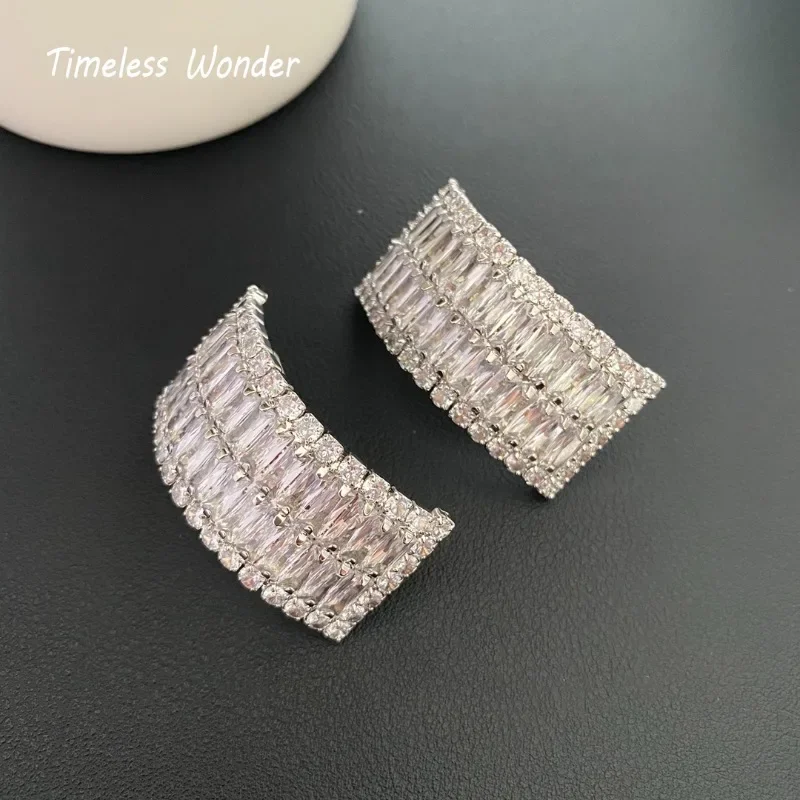 Timeless Wonder Fancy Crystal XL Geo Clip on Earrings for Women Designer Jewelry Runway Rare Luxury Brand Top Gift Mix 2234