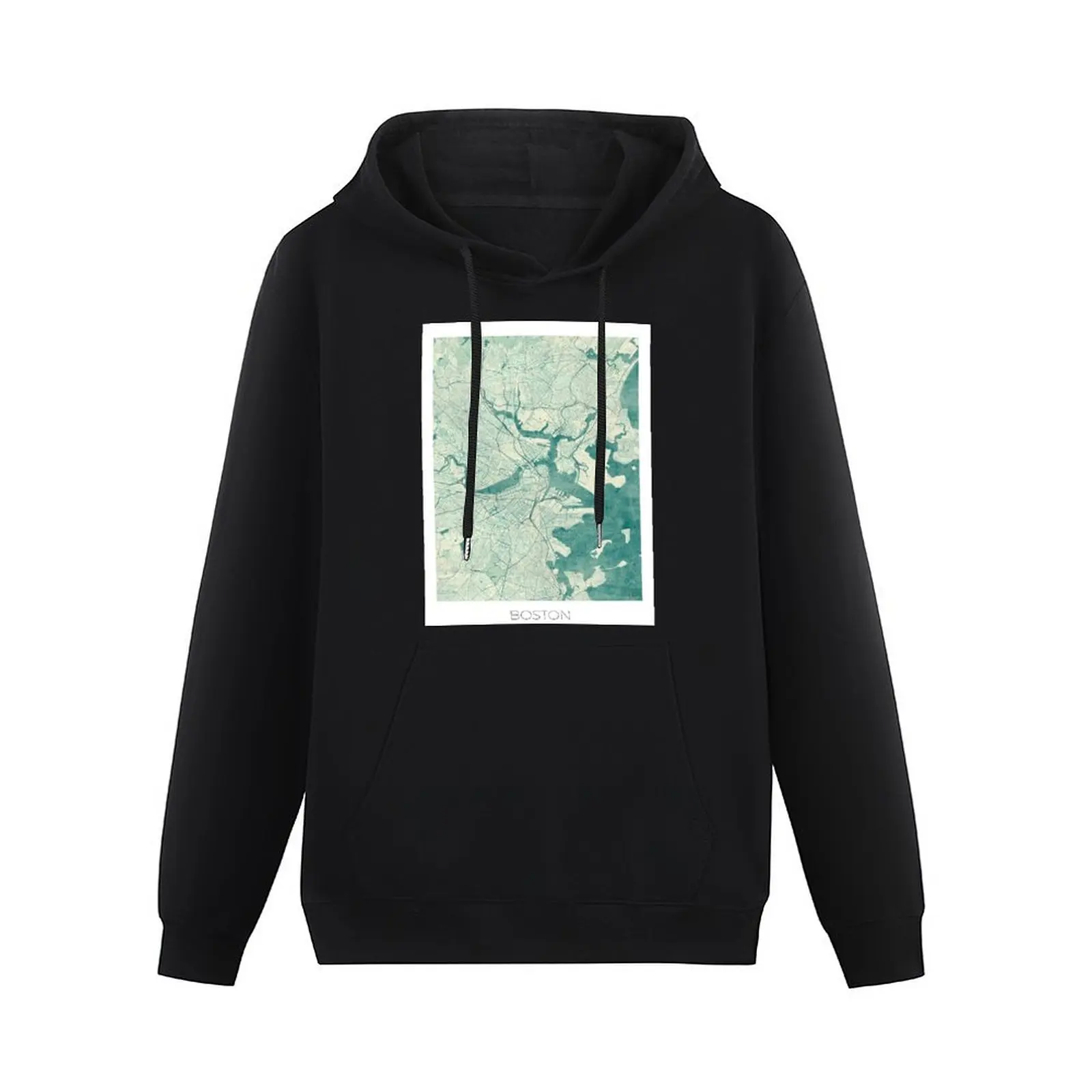 Boston Map Blue Vintage Pullover Hoodie korean autumn clothes men clothes men's hoodie sweatshirt