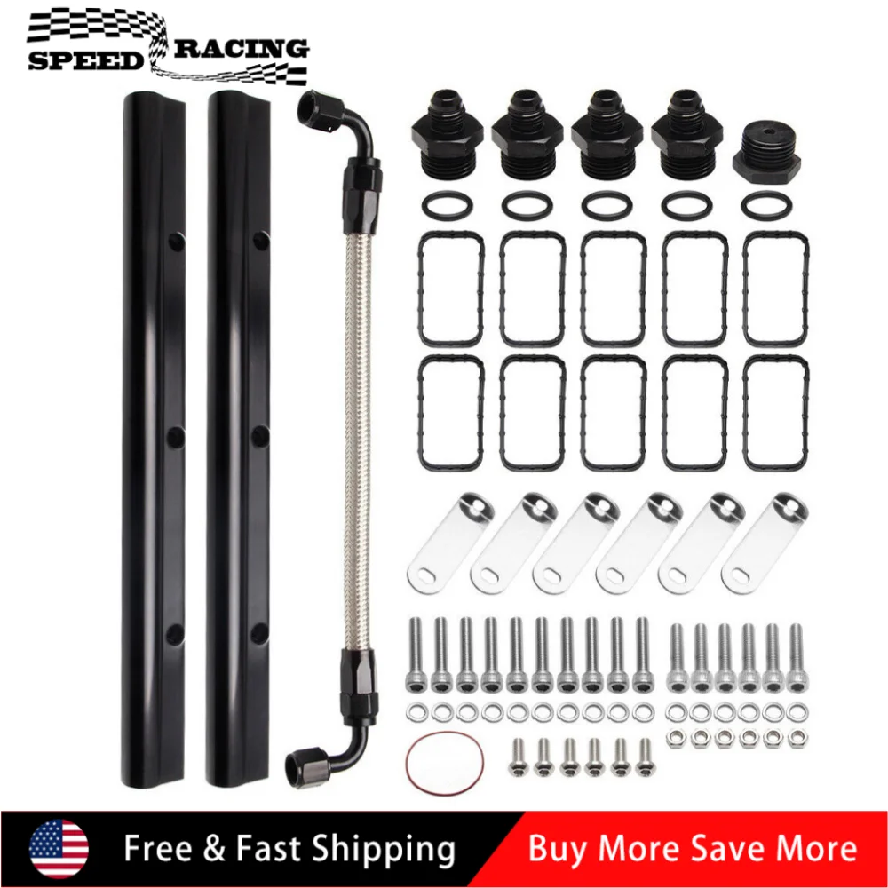 

Aluminum Fuel Rail Kit for LS LS1 LS2 LS3 LS6 Intake Manifold +Hardware US Black IM-1009