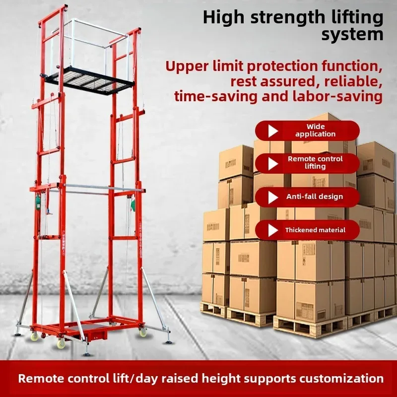 ลิฟท์นั่งร้านแบบพับได้ พกพาสะดวก แท่นยกเคลื่อนที่ รับน้ำหนักมาก ป้องกันการลื่น ปรับระดับได้ เหมาะสำหรับงานซ่อมบำรุงบ้าน