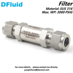 Stainless Steel 316 In-Line Filter 3000psig High Pressure 1/4