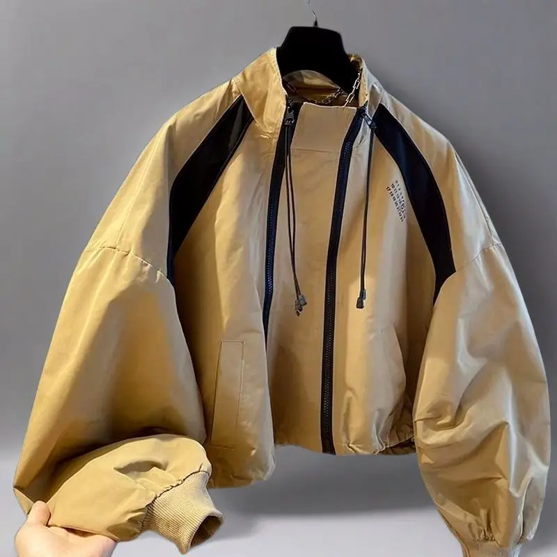 Zipper Design Niche Loose Casual Stand Collar Windbreaker Jacket Spring and Autumn Short Jacket Jacket Top