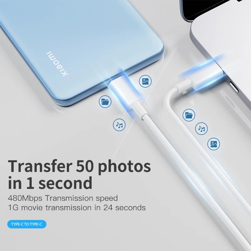 สายชาร์จ USB-C คู่ Mijia 60W 5A PD พิมพ์ C kable สำหรับ Xiaomi 12แผ่น5 Pro Air Notebook redmi 15 K30 Tipo