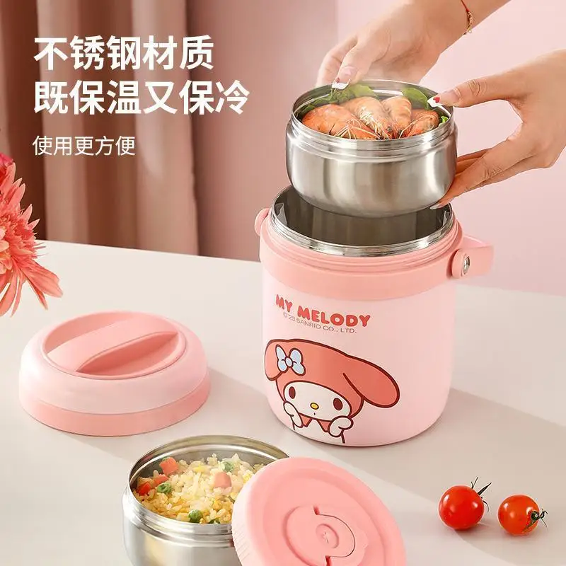 

New My Melody Lunch Box Kawaii Cartoon Rice Bucket Winter Student Office Worker Portable Lunch Box New Style Wholesale Sus Hot