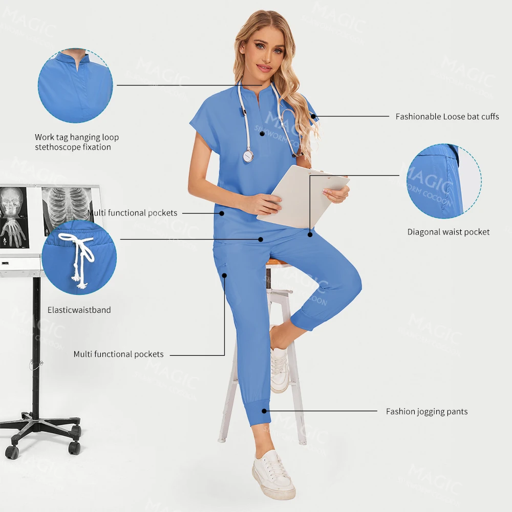 Anti-Wrinkle Scrubs Medical Uniforms Women Soft Fabric Washable Nursing Surgical Set for Women Surgery Scrub Uniforms Wholesale